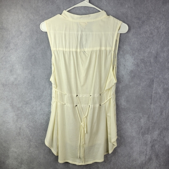 ANTHROPOLOGIE Tiny Gardenia Lace Top  Cotton Cream Sleeveless Lace Front Size M - Picture 3 of 9